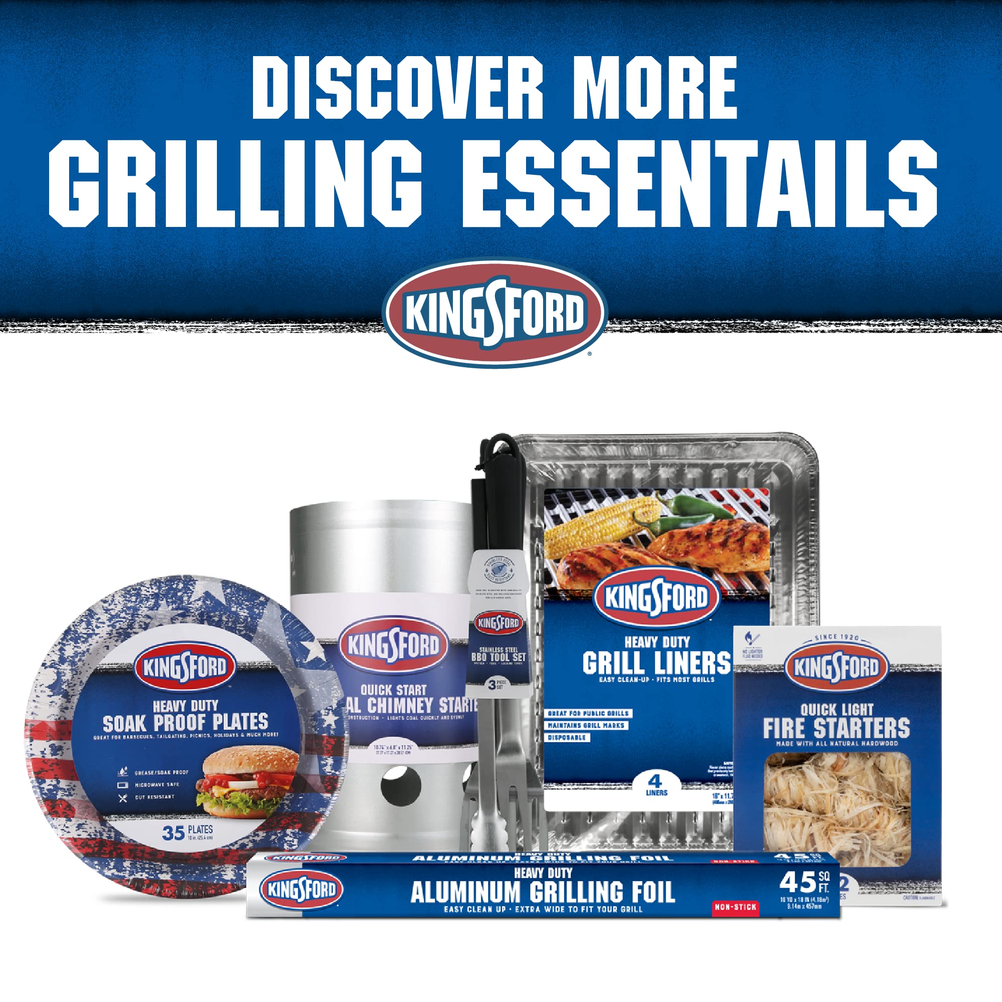 Kingsford Lot de 10 doublures jetables pour seau à graisse en aluminium pour barbecue et grill - Nettoyage facile du gril - S'adapte à la plupart des seaux d'égouttement standard
