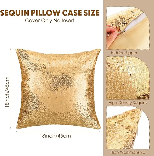 Miniatura 2 de Mixweer 4 fundas de almohada de lentejuelas y esponjosas con purpurina, fundas de almohada de piel sintética, fundas de cojín decorativas para sofá,