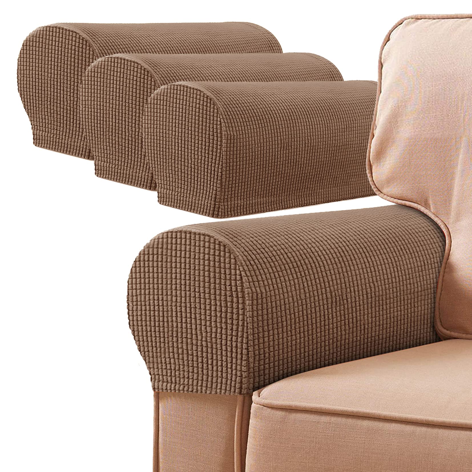 Copribraccioli Divano 2 Pezzi Morbidi - Antiscivolo E Rimovibili, Colore Marrone - Foto 10