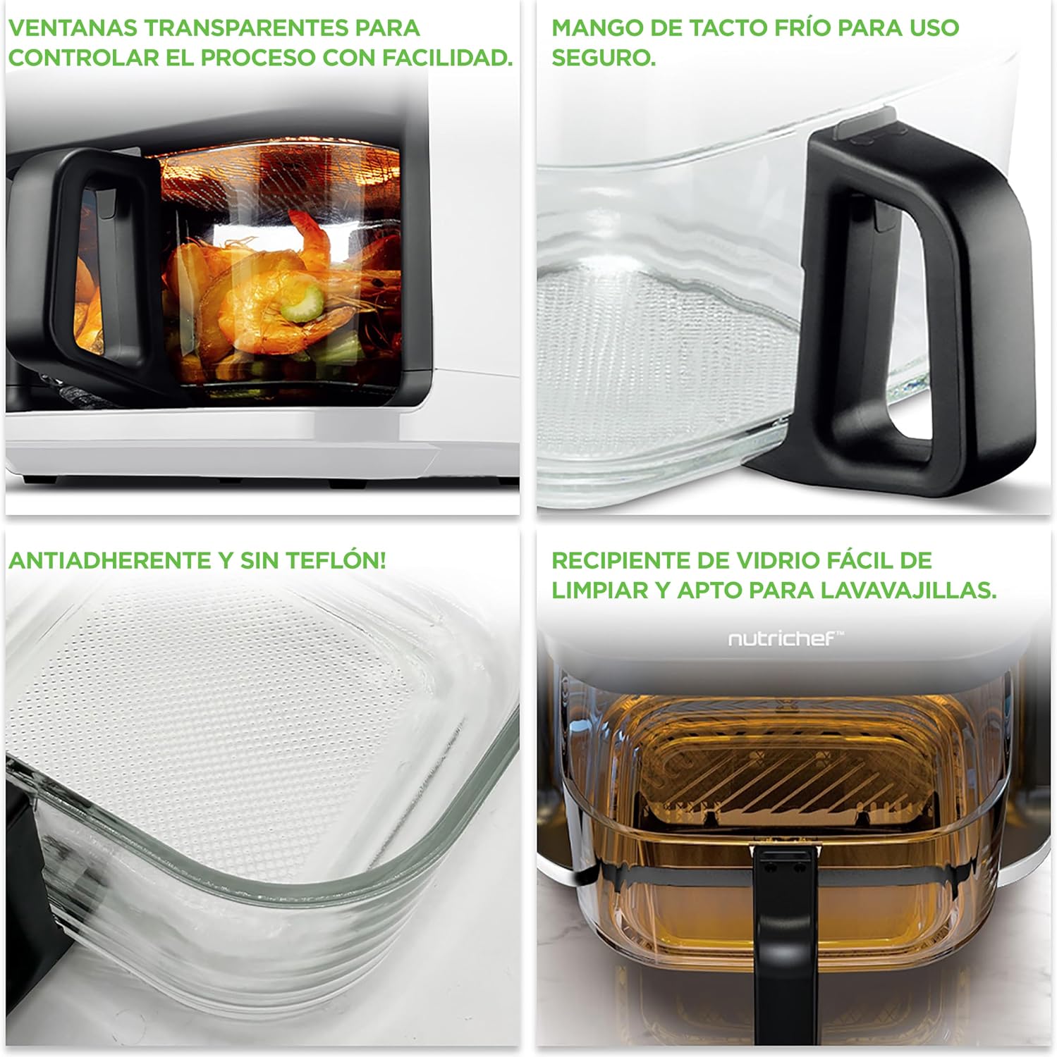 NutriChef Freidora de Aire 5,5L con Ventana Transparente y 8 Modos - Mise en situation et utilisation