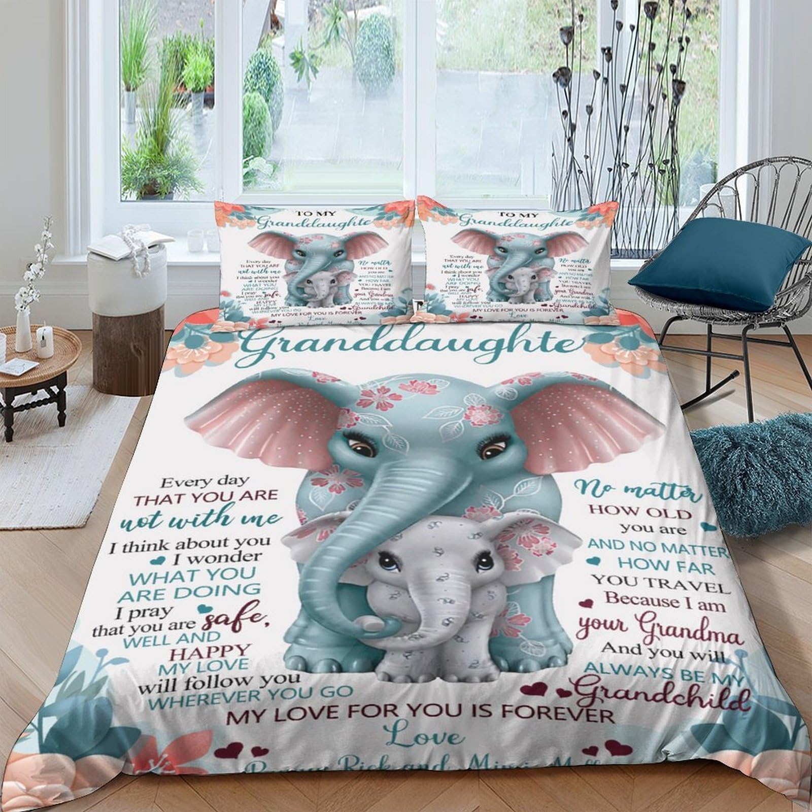 Ctjqhvkz Style-2 3D Printed Elephant Family Fitted Sheet Microfiber Soft Decorative Animal Bed Cover For Bedroom Guest Room Dorm Use Single（135X200cm）