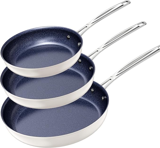 Nuwave 3-Piece Fry Pan Set, 8”, 10”, 12” Forged Lightweight,