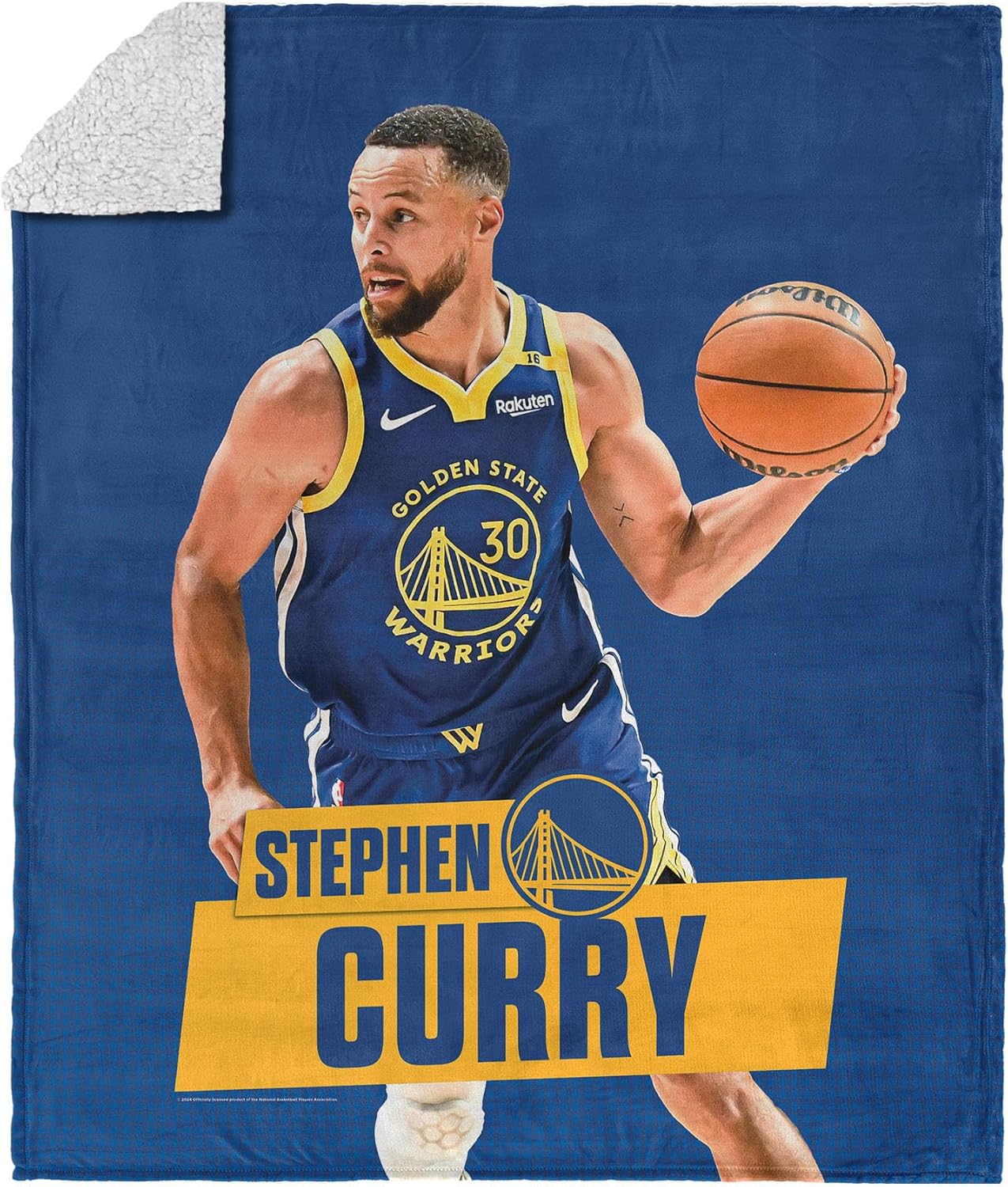Northwest NBA Golden State Warriors Stephen Curry Silk Touch Sherpa Throw Blanket 50x60 inches