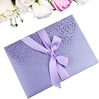 Vista 1 de ponatia 20 tarjetas de invitaciones de boda de 3 pliegues de 5 x 7 pulgadas con sobres y cintas para bodas, despedidas de soltera, compromiso