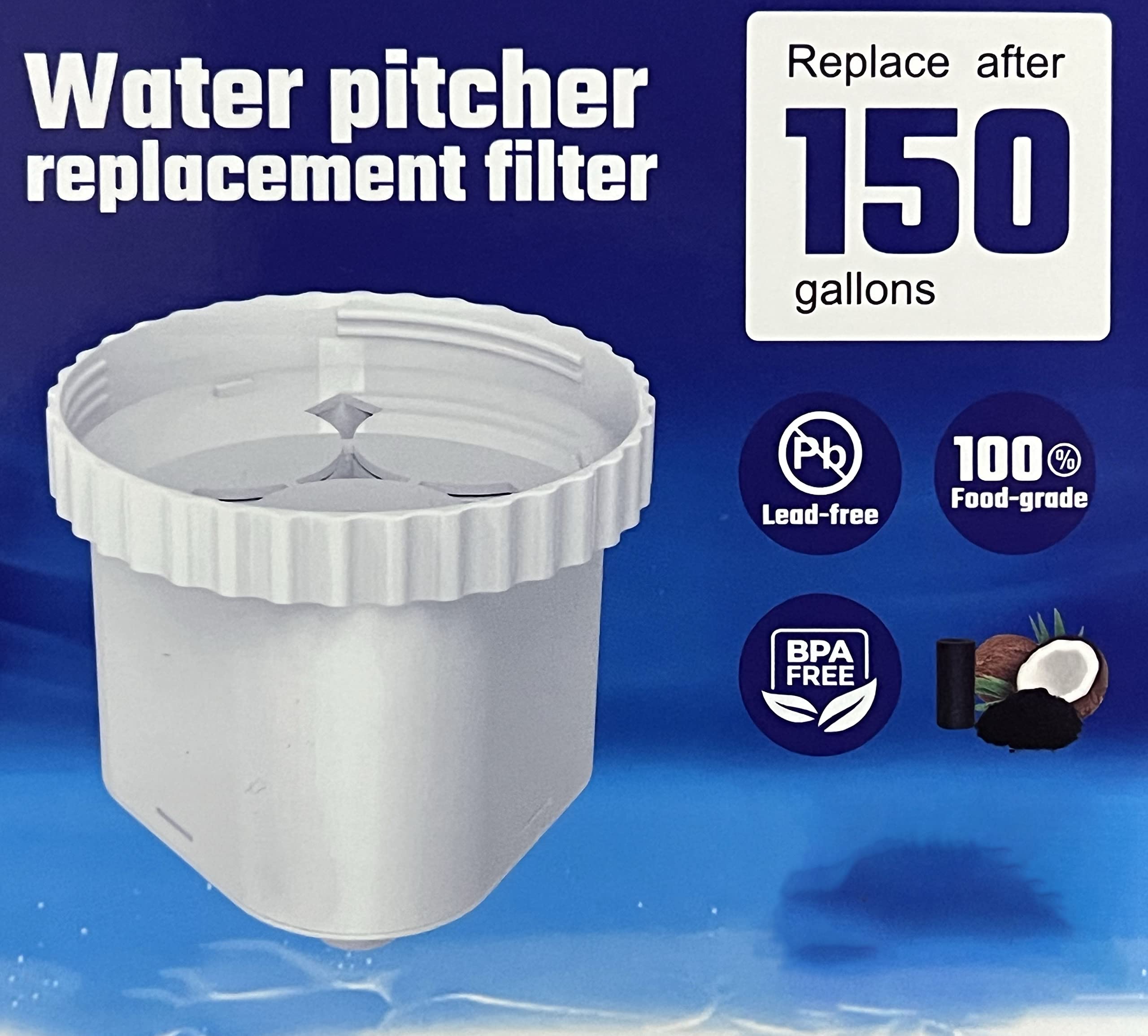 Nispira Recambios Dispensador de Agua, Repuesto de Filtro de Jarra de Agua para Epic Pure, Seychelle, Aquagear | Elimina Fluoruro, Cloro, Plomo, Olor y Más | 150 Galones 4 Paquetes