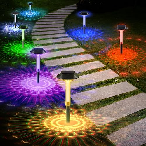 ALEPOD Luces solares que cambian de color, paquete de 6 unidades IP68 impermeables con 7 modos RGB para Halloween y patio de Navidad, jardín,