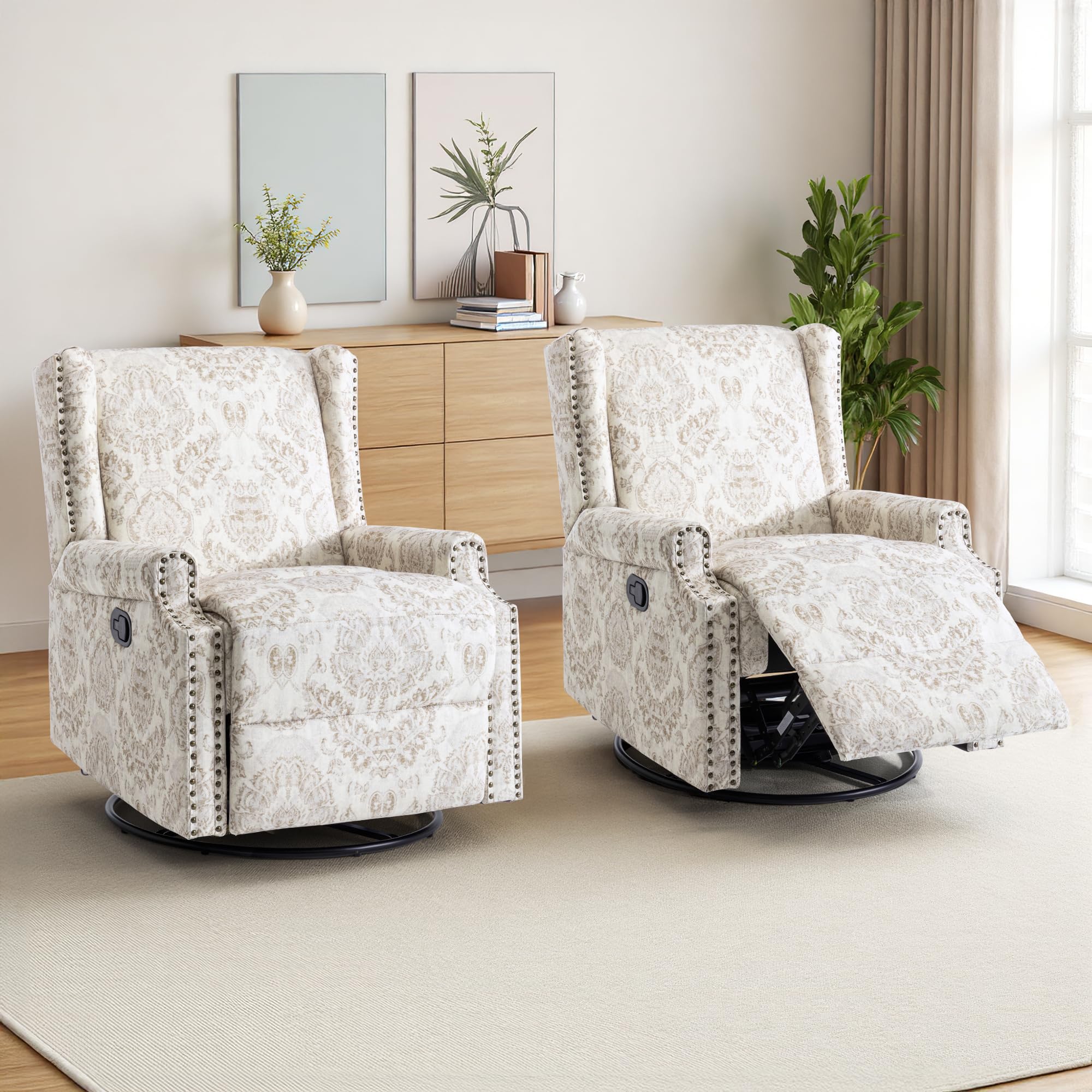 DREAMSIDEA Floral Swivel Rocker Recliner