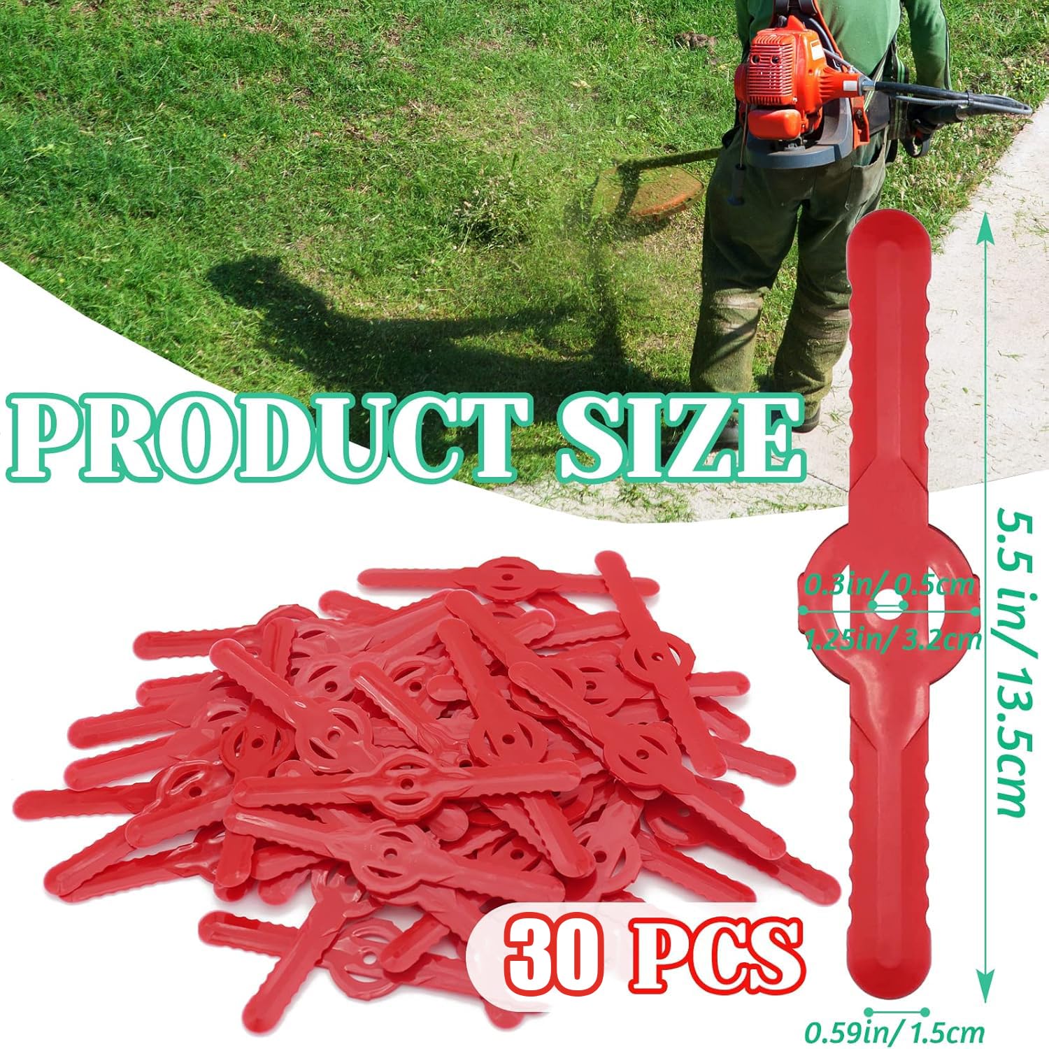 30 Pcs Plastic Grass Trimmer Blades - Image 2