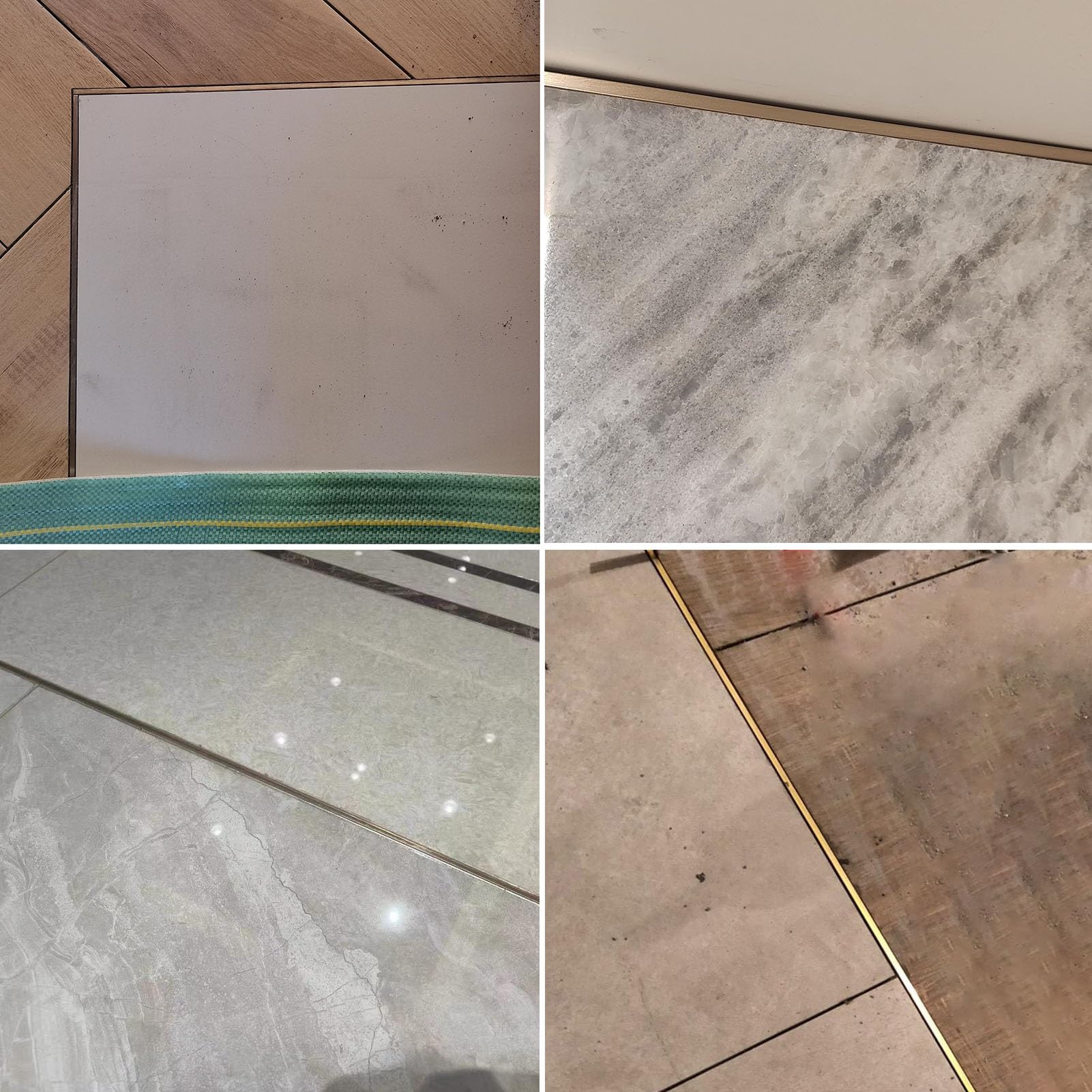 Perfil de Transición para Suelo Latón Macizo Cepillado Tira de Transición para Suelos, Moldura en T Recortable Moldura de Borde para Puerta, Barra de Conexión para Suelos de Madera/ Vinilo/ Azulejo/ L