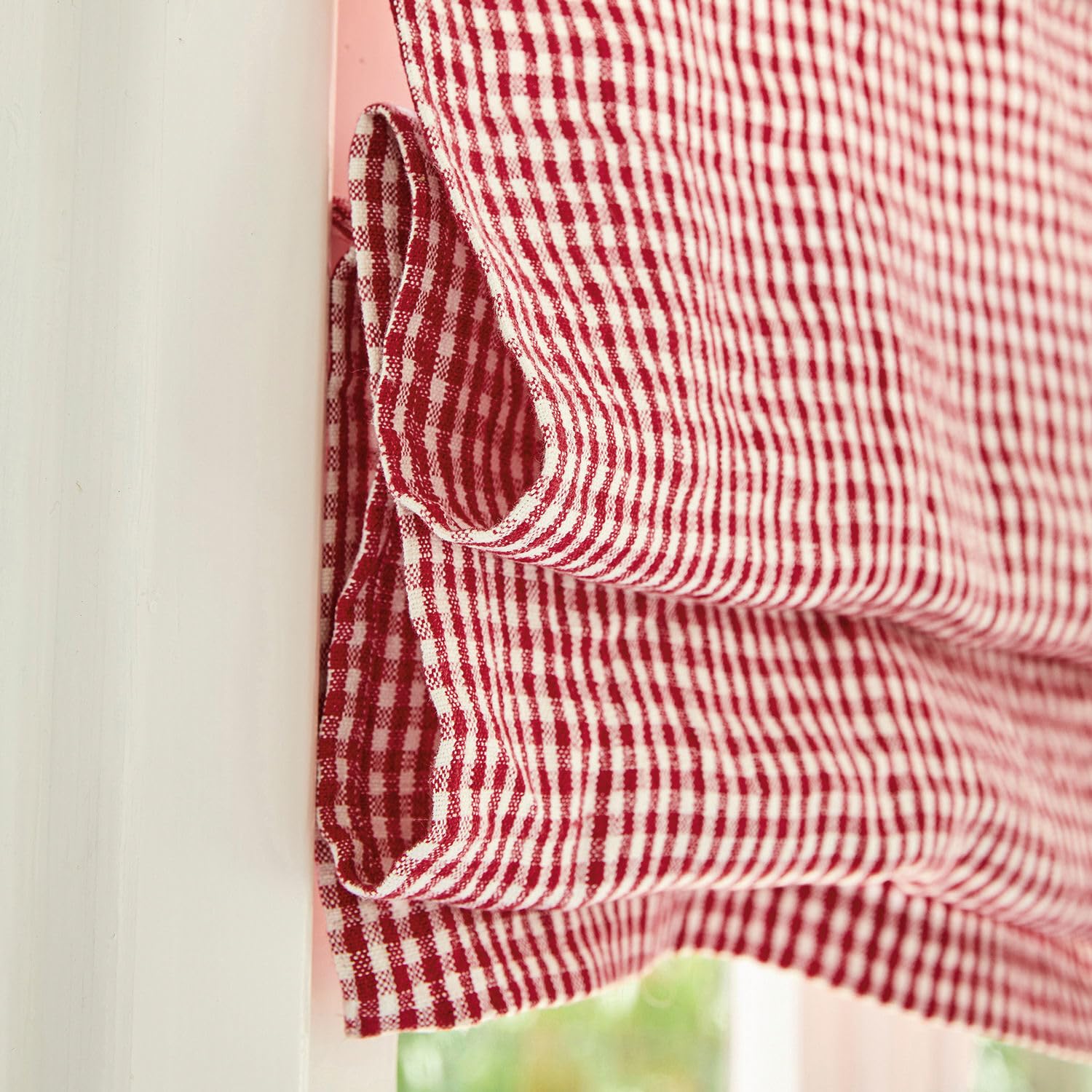Loberon AUDE Store Bateau - Superbe Tissu en Lin Opaque - Motif à Carreaux Classique, Rouge