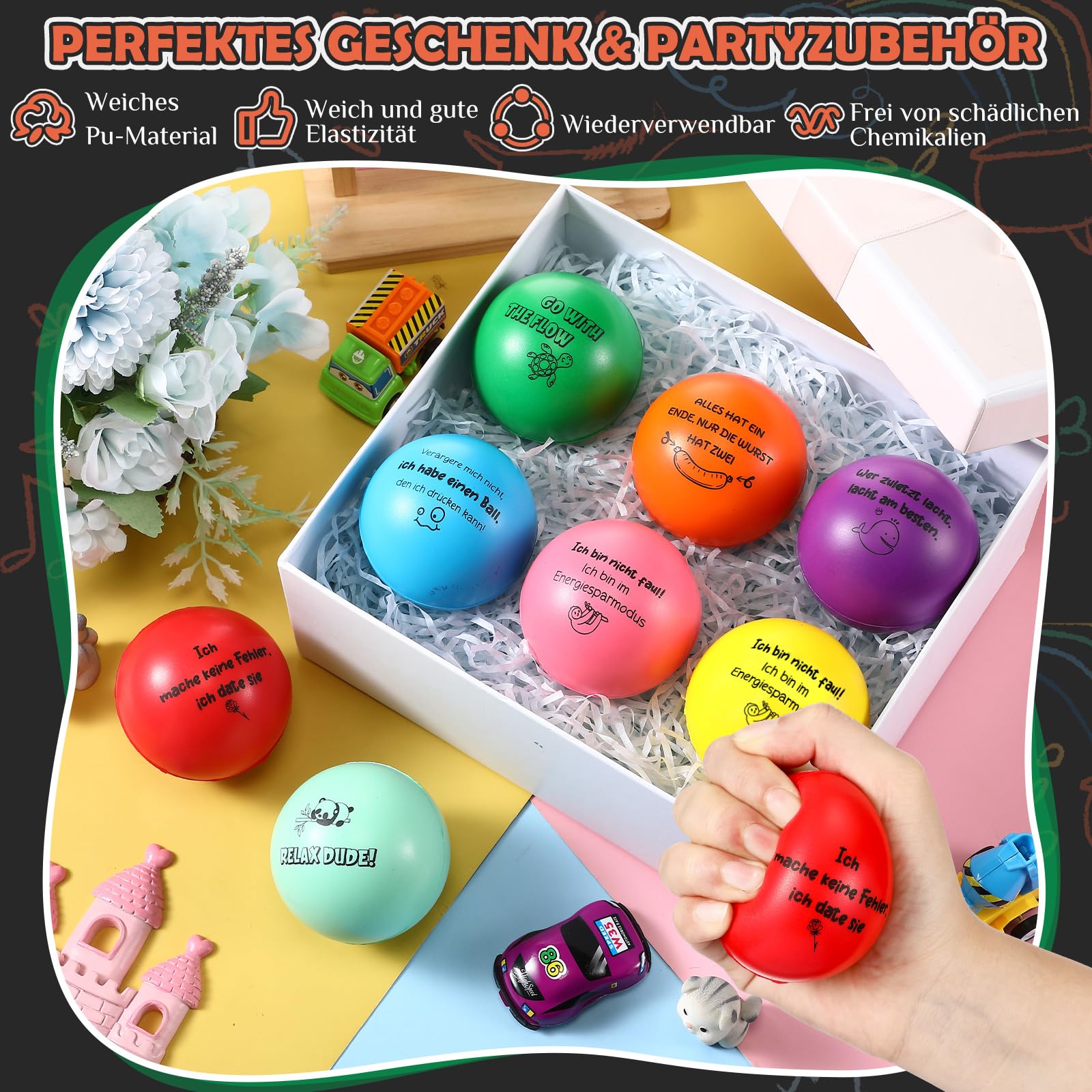 Glitter Glamour stressbal - 1 exemplaar - Voor de hand - Kinderen - Kantoor