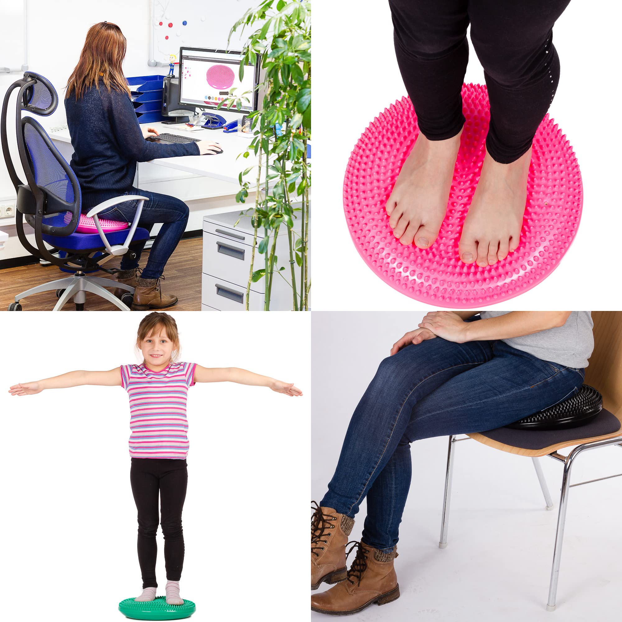 MOVIT Coussin d'assise à Balle Dynamic Seat avec Pompe, 33 cm ou 38 cm, Choix de Couleur, Coussin d'air à Picots Coussin d'équilibre