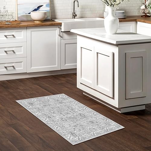 Miniatura 6 de Worxvell Alfombras de 2 x 3 para entrada, alfombra pequeña lavable antideslizante para puerta de interior para cocina, baño, parte trasera oriental,
