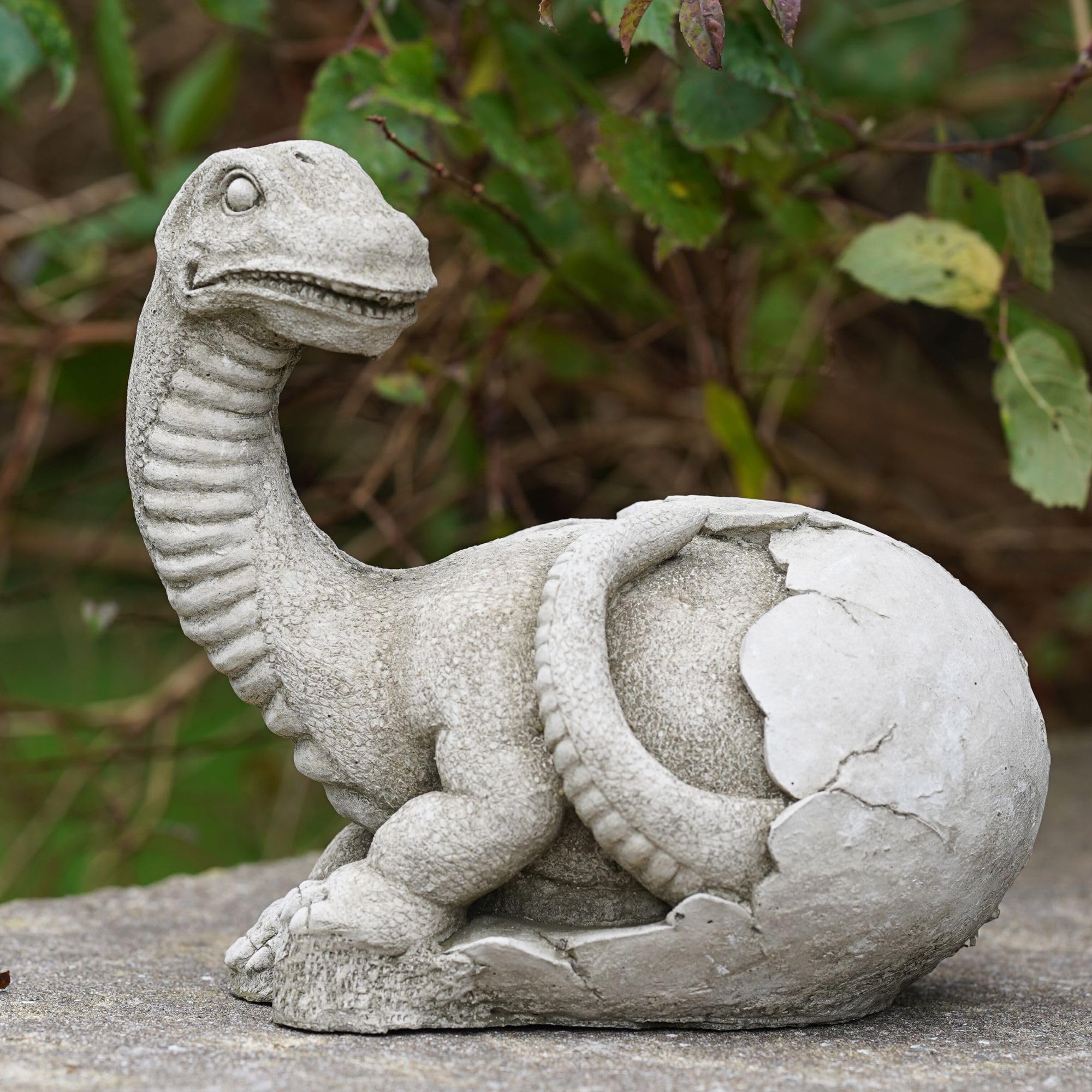 Dinosaur in Egg Shell Brachiosaurus Stone Statue | Outdoor Garden Ornament Decor