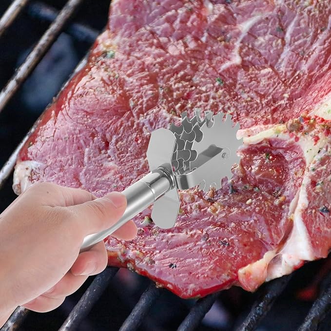 Ablandador de Carne 5 Ruedas de Acero Inoxidable STOBAZA miniatura 4