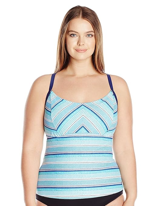 Buy Adidas Women's Plus-Size Stripe A Pose Tankini, Turquoise, 2X at Amazon.in
