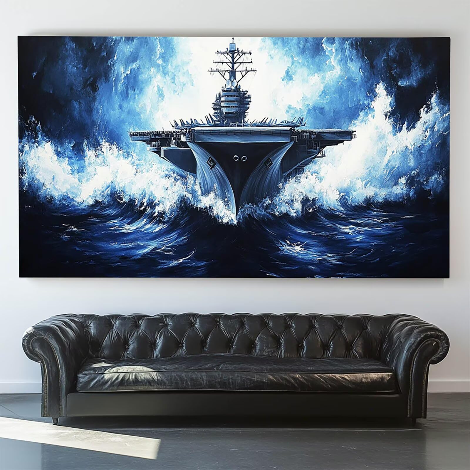 Pintar por Numeros Adultos Portaaviones, Pintar por Numeros Niños Kit Manualidades Adultos Mar Cuadros para Pintar por Numeros Pintura Acrílico, Cuadros Decoracion Salon Modernos 80X160cm 7w-K-W