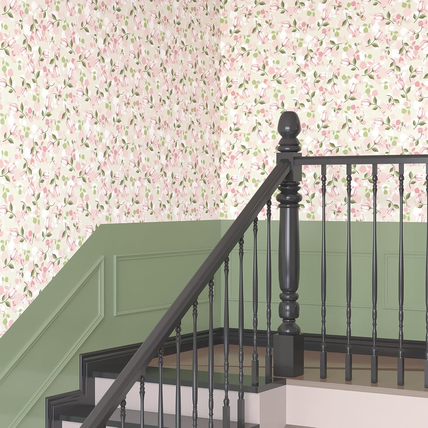 Beige Pink Floral Wallpaper Cream Pink Laura Ashley Peel Stick Wallpaper for Girls Kids Room Floral Stick On Contact Paper Light French Country Wallpapers for Bedroom Cabinets 17.5×102.3''