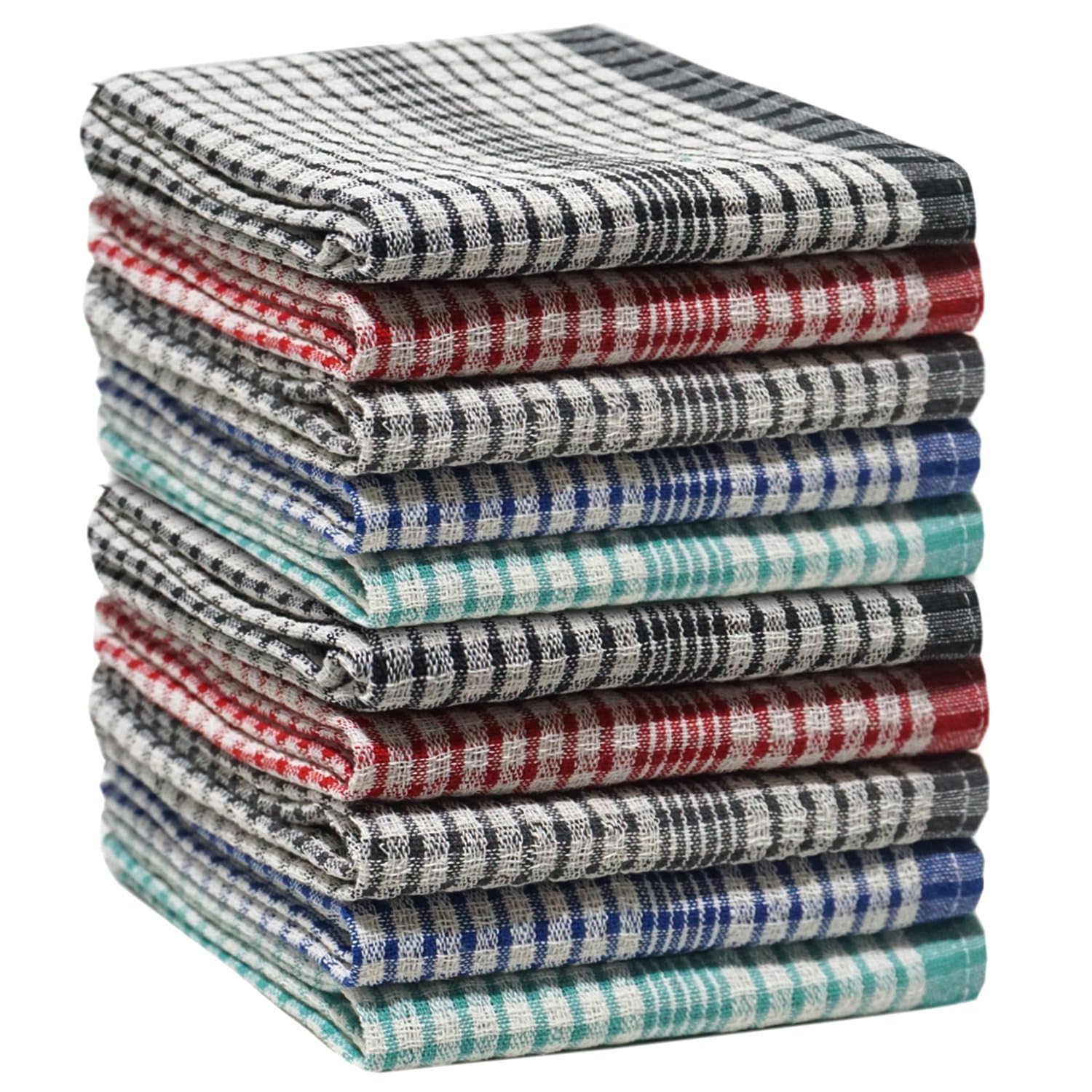 Casabella Combo Wonderdry Tea Towels - 100% Cotton Kitchen Towels 50X70 Cm Pack Of 10 Cleaning Cloth, Highly Absorbent & Thick, Dish Cloths For Washing Up - Tea Towels