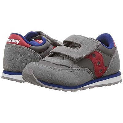 Saucony Kids Jazz Hook Loop Sneaker (Toddler/Little Kid) Kids Shoes Grey/Red