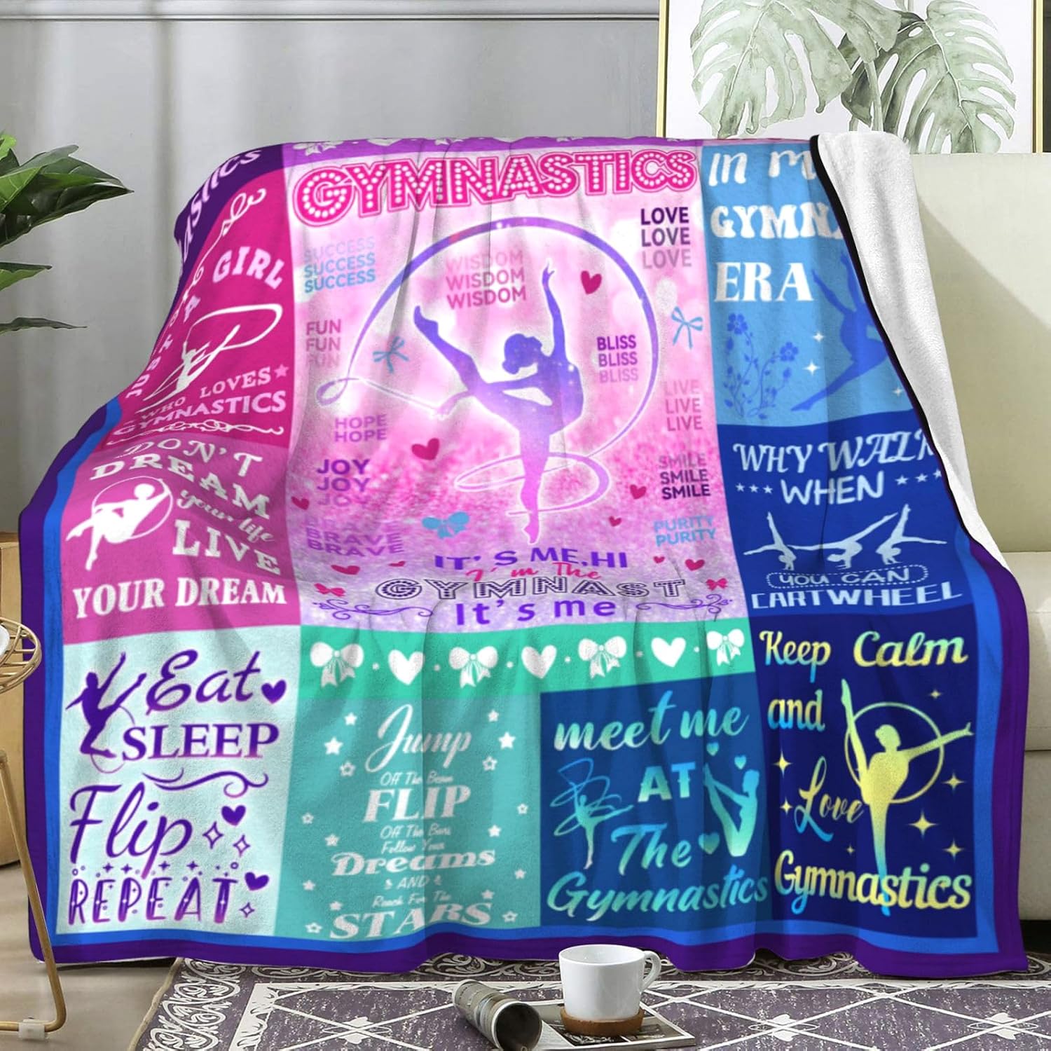 Gymnastics Blanket Gifts for Girls,Girls Gymnast Stuff Gymnastics Throw Blankets,Birthday Party Gifts for Gymnast Lovers Women Kids Teens 50"X 40" - Image 2