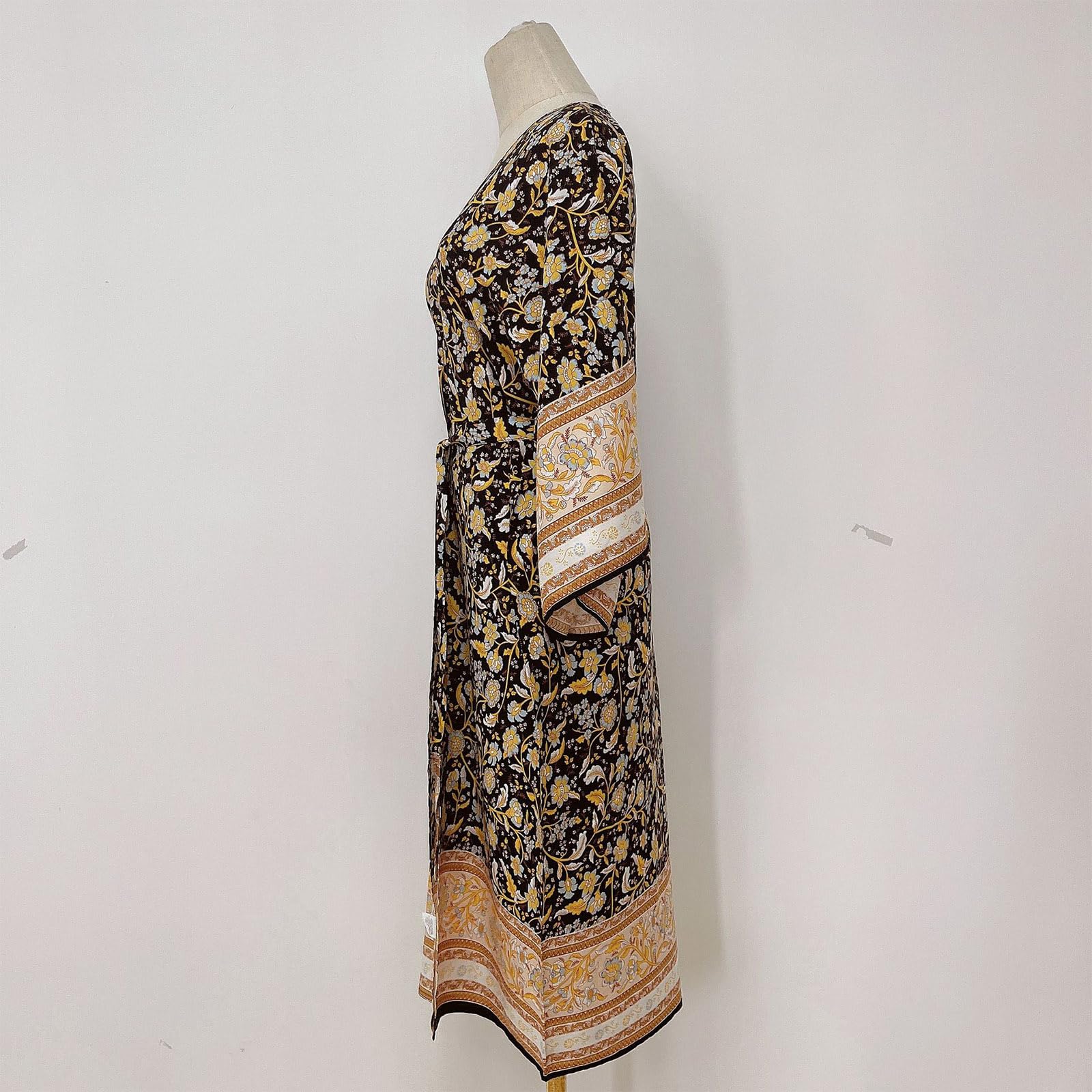 Cárdigan tipo kimono para mujer, con parte delantera abierta, para playa, vacaciones, traje de baño con protección solar, vestido de chal con cinturón
