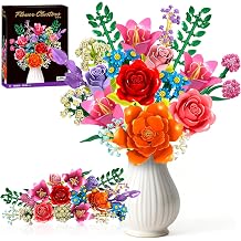 Flowers Bouquet Building Blocks Set - 19 Colorful Flower Building Set Rose, Lily, Peony, 1010 PCS DIY Artificial Botanical Collection for Adults Women, Gift for Mother s Day Anniversary Birthday