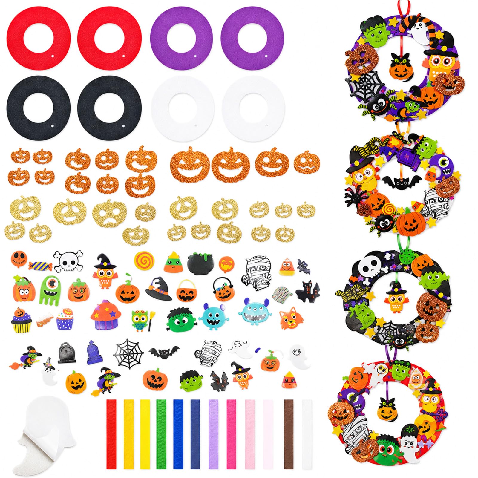 Halloween Crafts 8 Pack DIY Felt Wreath Halloween Decorations Party Kit