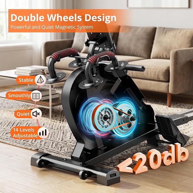 Máquina de remo magnética plegable con asiento cómodo miniatura 5