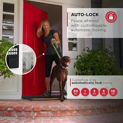 Miniatura 5 de Kwikset SmartCode 260 - Cerradura de puerta con teclado electrónico sin llave con bloqueo automático, códigos de usuario personalizados, seguridad