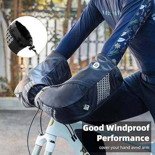 Miniatura 4 de ROCKBROS Manoplas de manillar de bicicleta para clima frío Thinsulate guantes térmicos para bicicleta guantes de cubierta de barra para viajes de