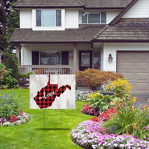 Miniatura 6 de Letrero de jardín de Virginia Occidental para decoración al aire libre para boda 18 x 24 pulgadas letrero de césped personalizado con contorno de