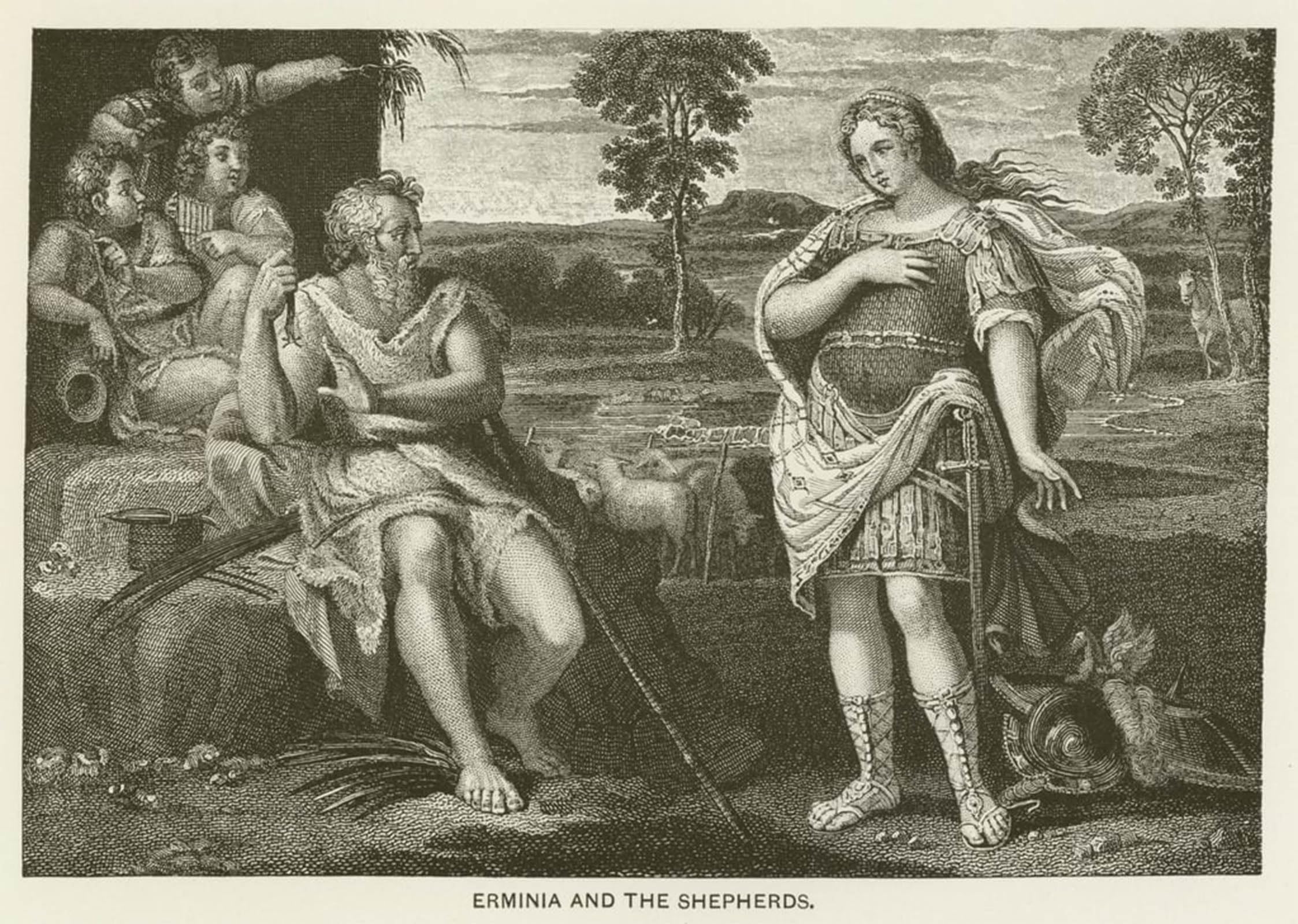 SERENDIPITP Aesthetic Poster Photo Wall Print Retro Picture Erminia and the Shepherds by Domenichino Modern Wall Artwork for Home Decor 60x90cm