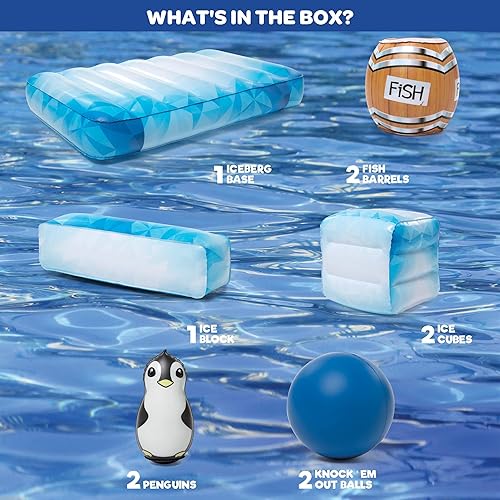 Miniatura 5 de Juego de piscina flotante de pingüinos Stack 'n Splash - Build It, Hit It, Knock It Down! El juego de 10 piezas incluye 2 bolas, pilas de más de 2