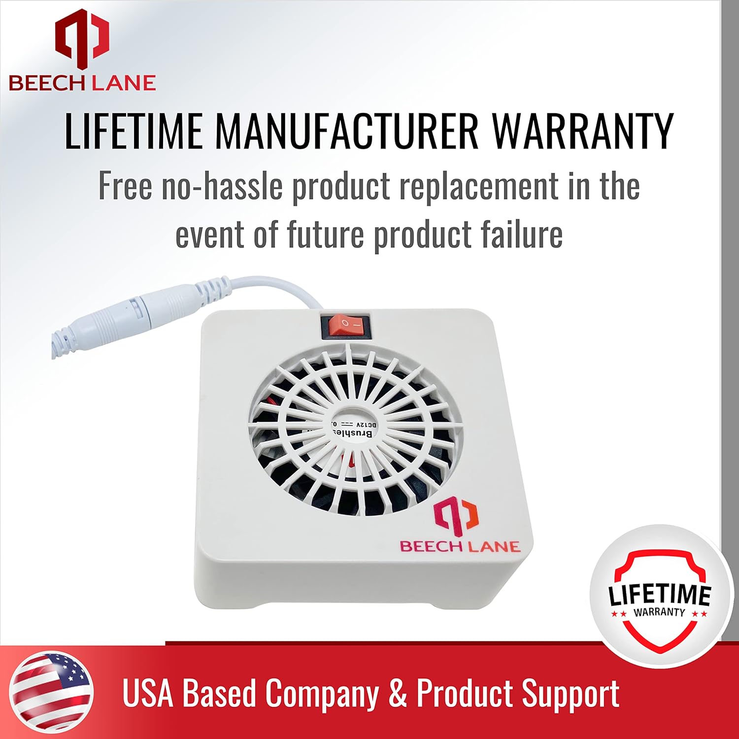 Beech Lane 12V RV Fridge Fan, Wired Connection Provides Constant Power, No Batteries, More Air Output Than Battery Fans, On and Off Switch, Recirculates Falling Cold Air