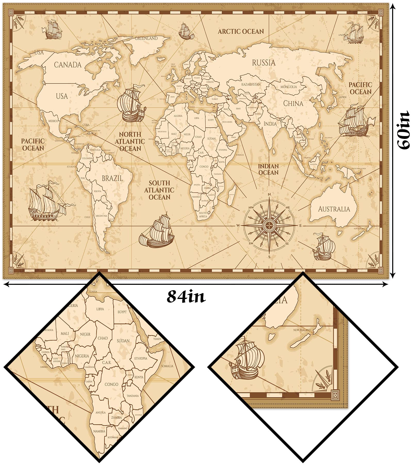 Amazon｜Hafangry 世界地図 テーブルクロス 冒険の世界が待っています