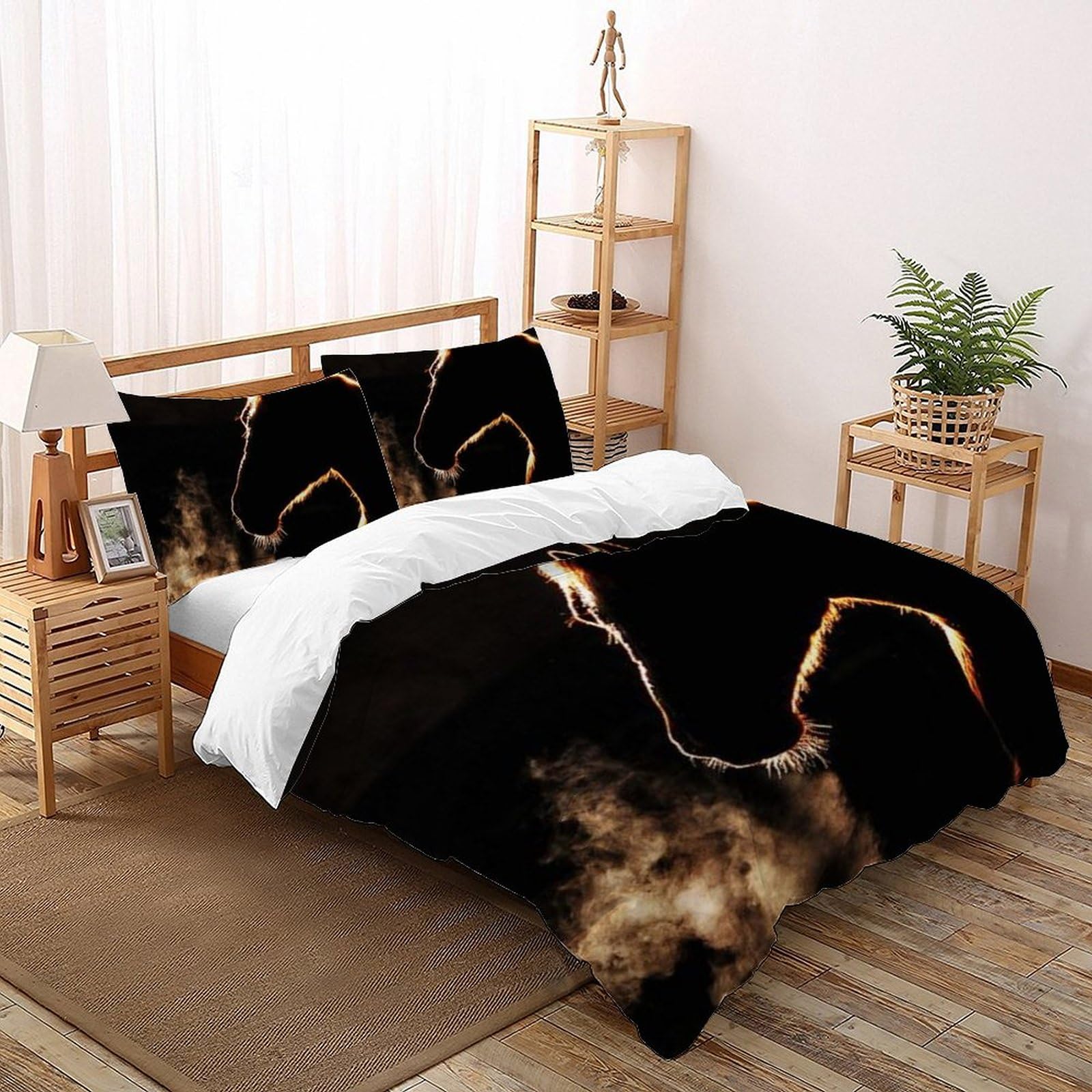 Housse de couette poney avec fermeture éclair facile literie microfibre double 200x200