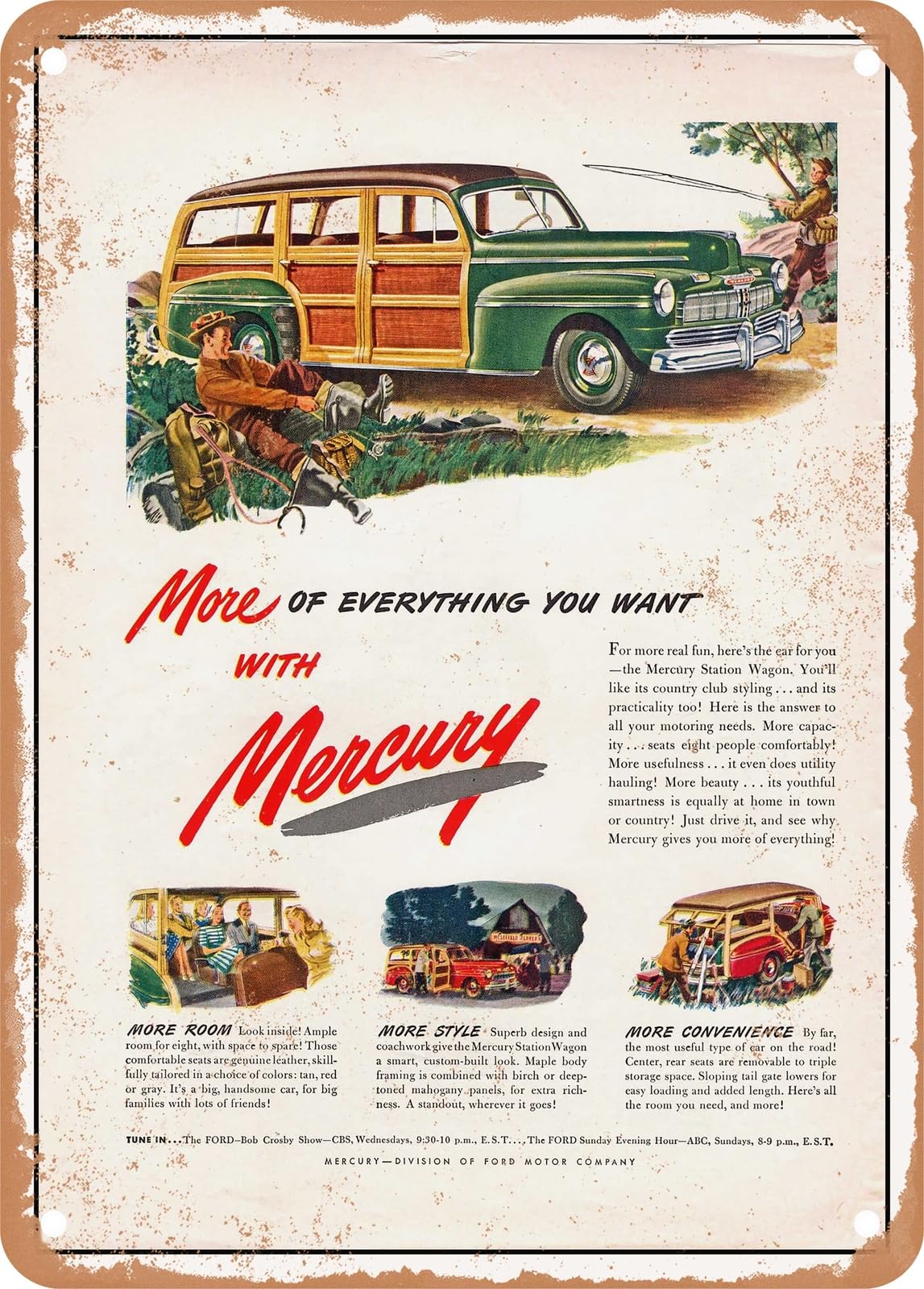 Miaomansenstore Metal Sign - 1946 Mercury Station Wagon Vintage Ad Home Decor