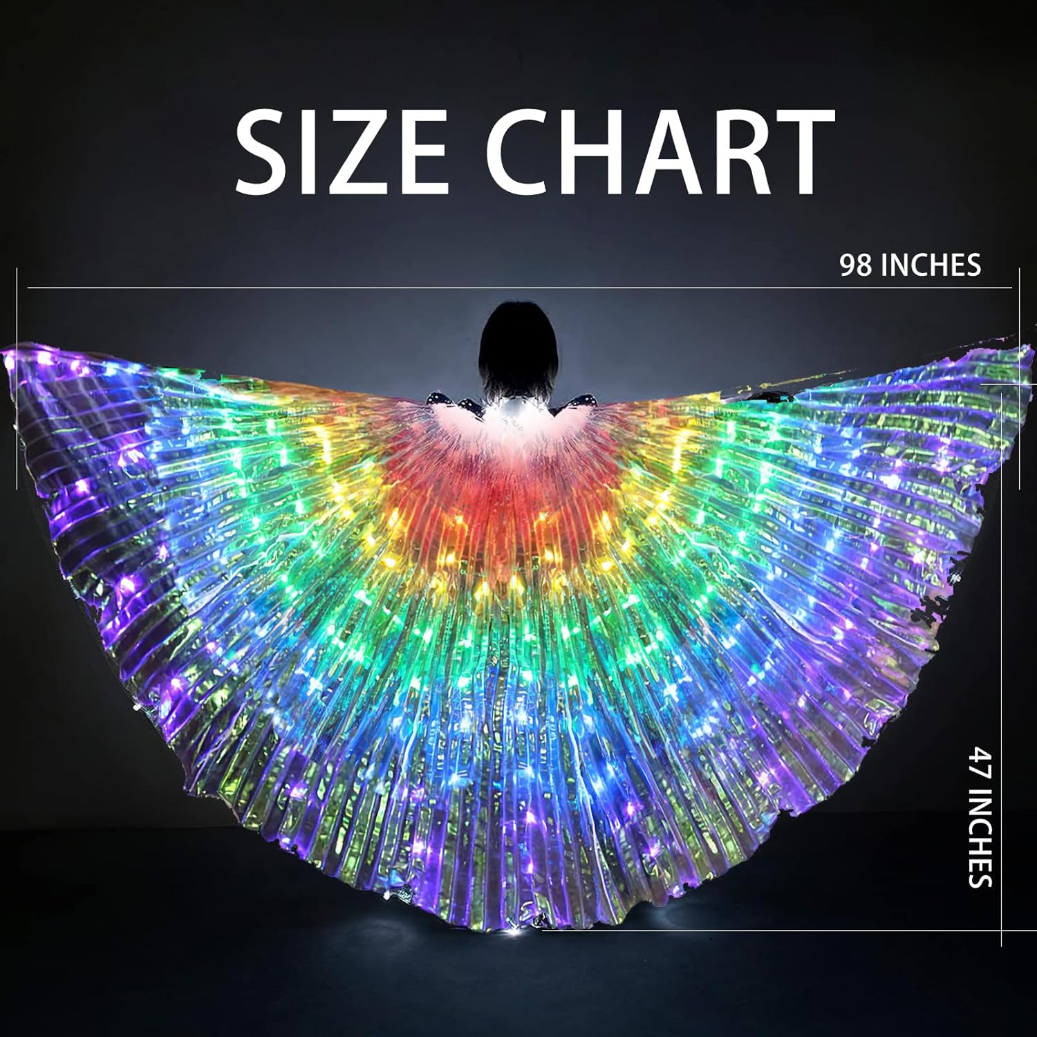 Girls Light up Angel Wings Led Wings Belly Dance Costumes for Halloween Christmas Rave Party - Image 2