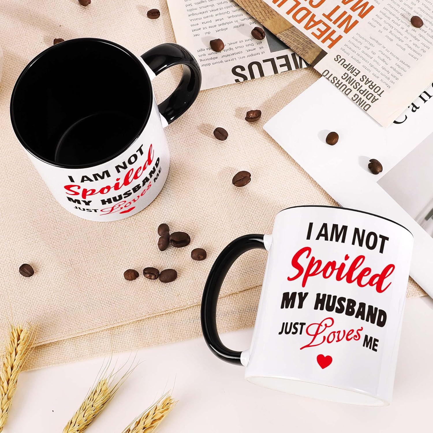 Wife Gift for Mothers Day from Husband, Funny Mother's Day Birthday Gifts Ceramic Mug for Spoiled Wife Birthday Anniversary Romantic I Love You Gift for Her Valentines Christmas or Just Because