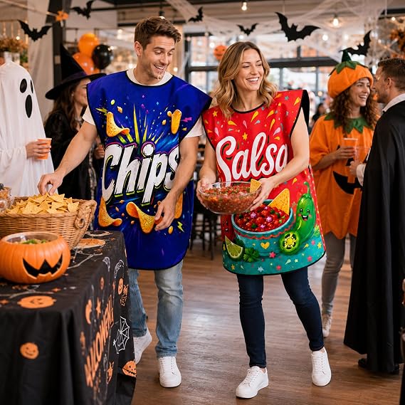 2 Pcs Chips and Salsa Costumes, Funny Halloween Couple Outfits for Adult