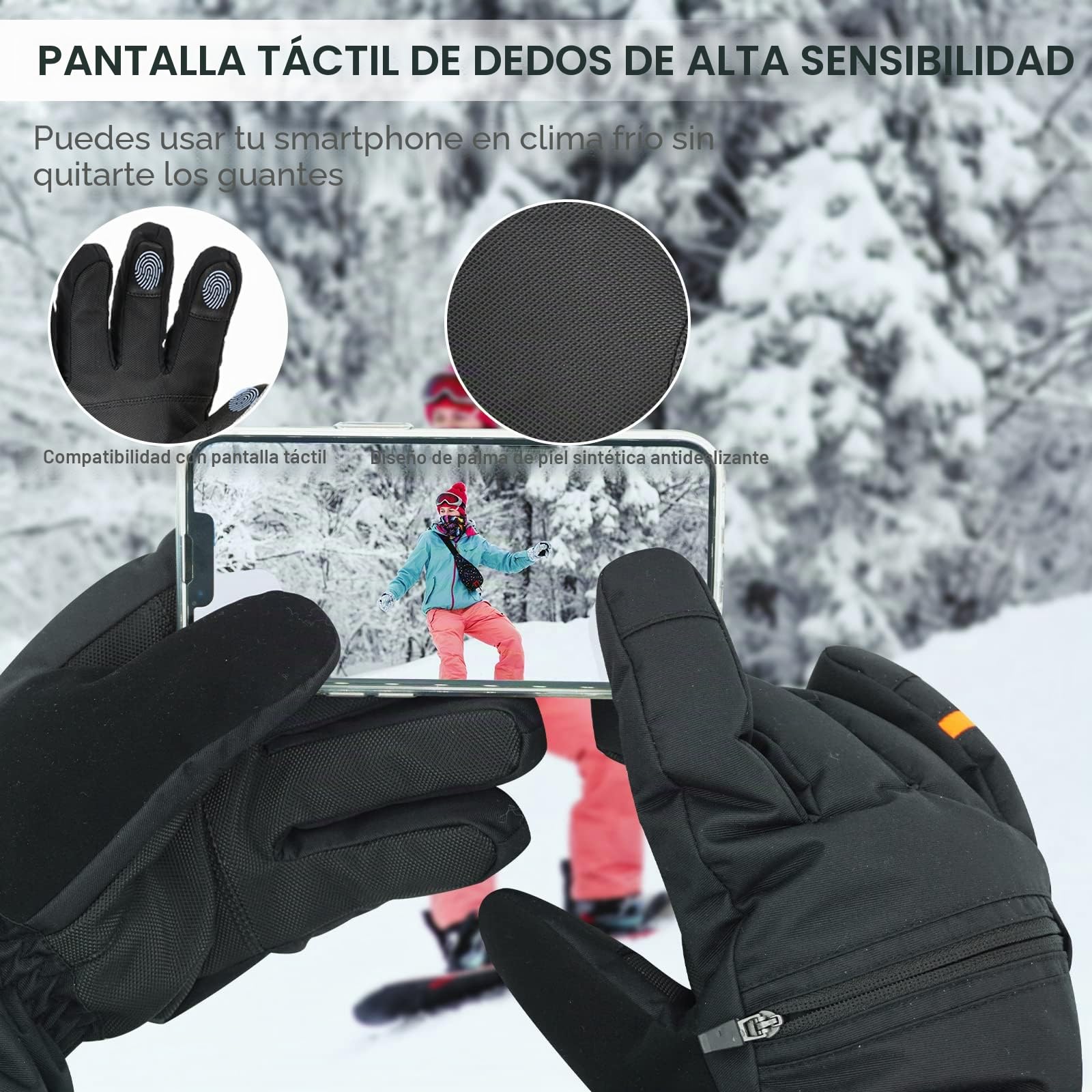 Vihir Guantes de Esquí Impermeables con Pantalla Táctil para Hombre y Mujer