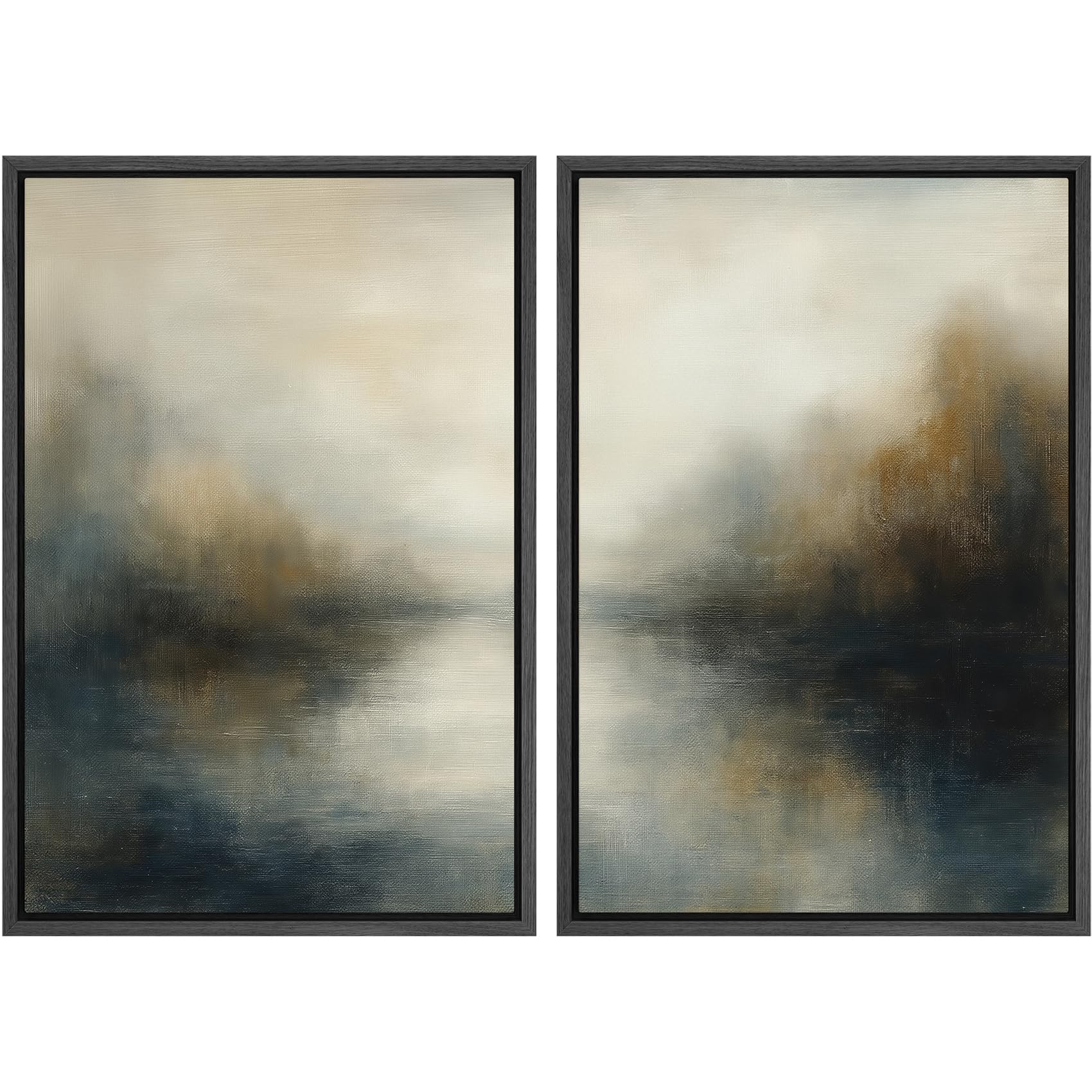 SIGNFORD Framed Canvas Print Wall Art Set Soft Hydrangea Pair Light Blue Florals with Green Leaves Illustration Modern Art Decorative Nordic Nature for Living Room, Bedroom, Office - 24"x36"x2 White — view 114