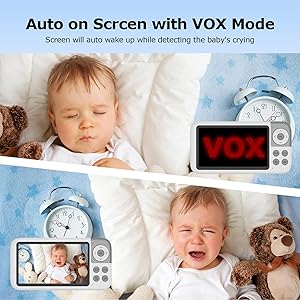 kokit 5'' Video Baby Monitor with Camera and Audio,36-Hrs Battery Life,HD Camera Remote Pan Tilt 3X Zoom,Long Range Baby Monitor No WiFi,Night Vision,Portable,2-Way Talk,VOX-Saving Power IPS Screen