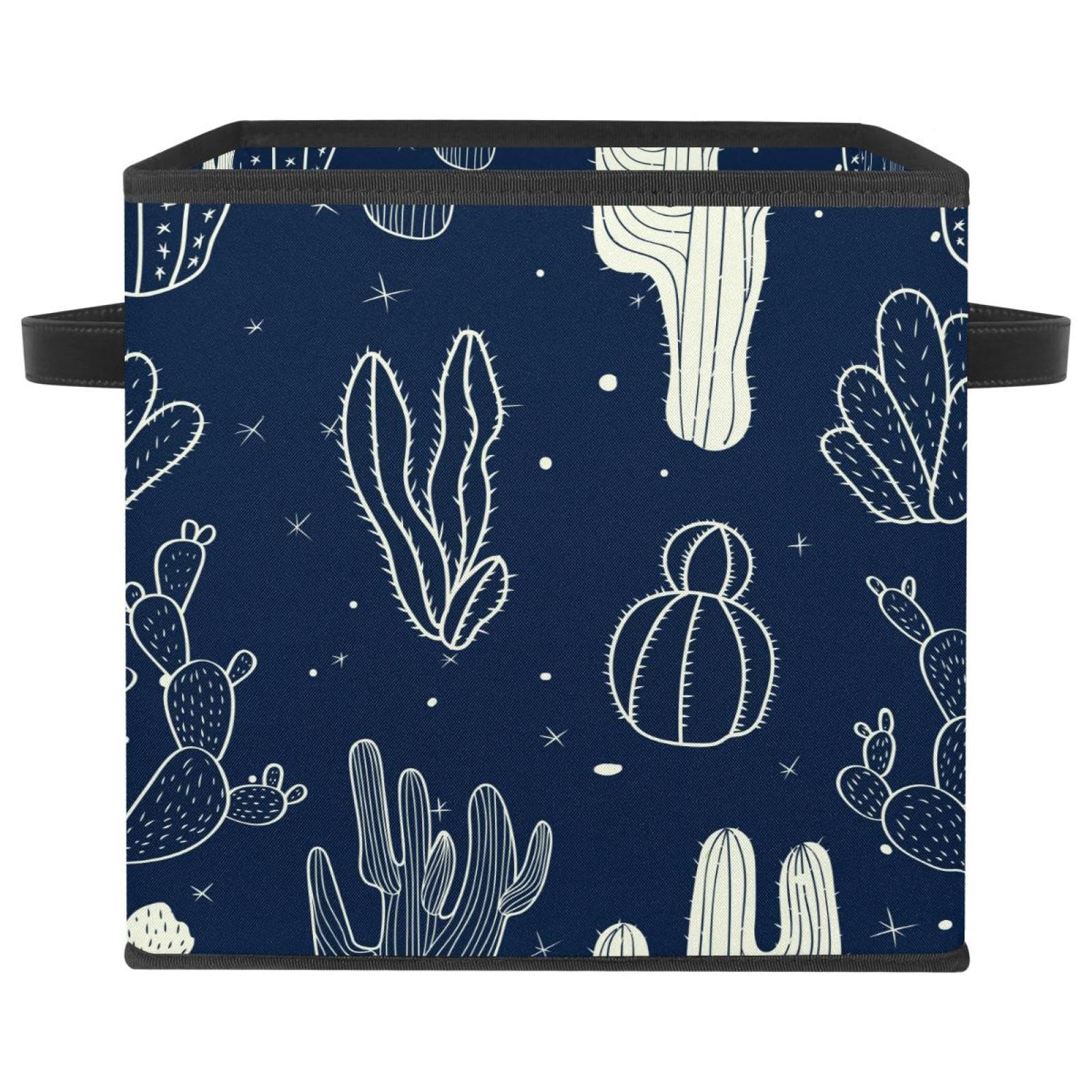 Cube de rangement en tissu premium motif cactus chic marine