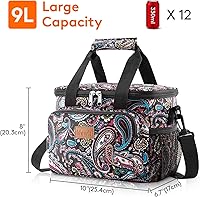 Vista 102 de Lifewit Bolsa de Almuerzo Mediana Aislada Caja de Almuerzo Hielera Suave Bolsa Refrigerante para Adultos Hombres Mujeres, Gris 12 Latas (9L)