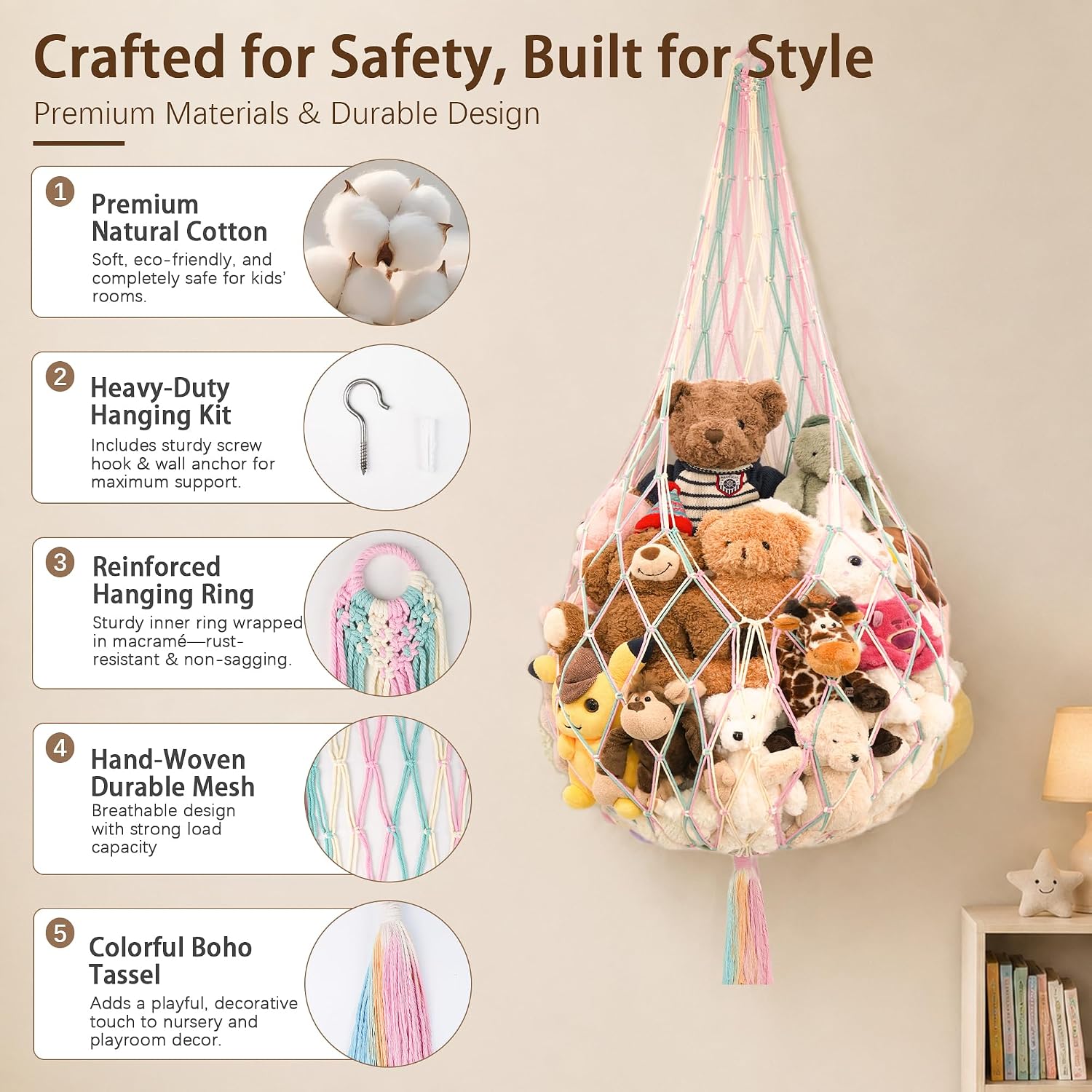 Stuffed Animal Storage Organizer, Large Toy Hammock for Plushies image 5