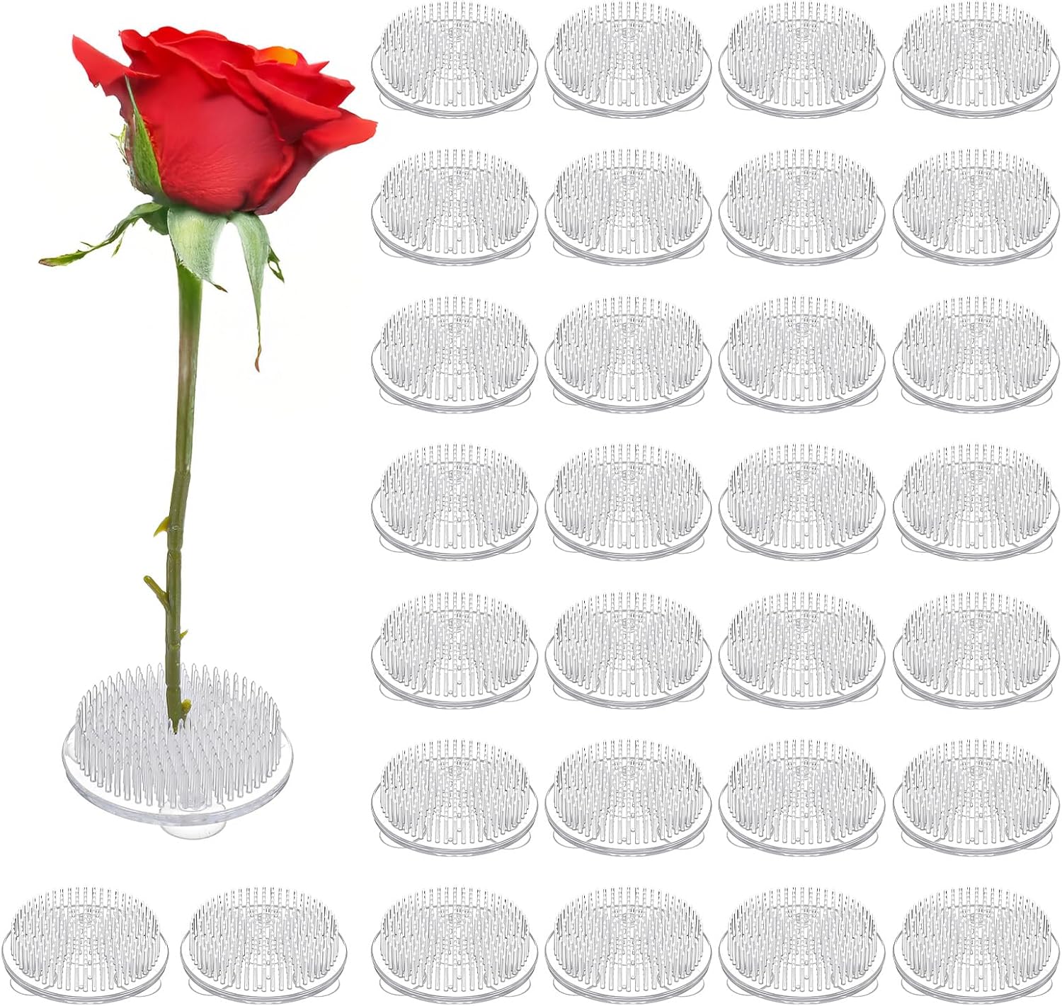 Ckhoid 30PCS Plastic Flower Frog, 2.7 Inch Exquisite Clear Floral Frog Flower Pins for Arrangements Vase, Round Floral Arranger Holder Kenzan Arrangement Tool for Vases Wedding Centerpiece Plant Decor