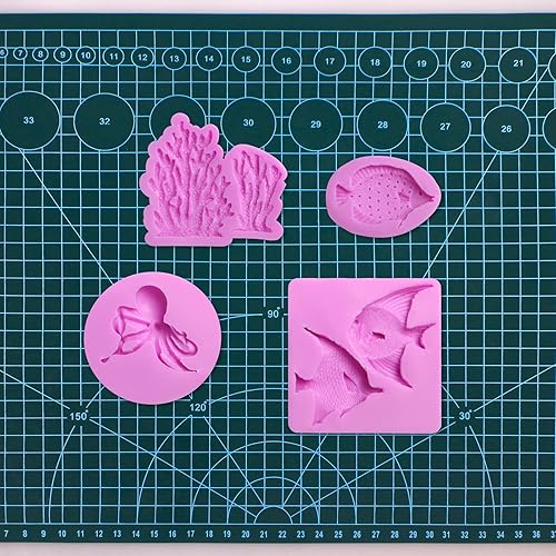 Miniatura 5 de Moldes de silicona para dulces de pescado con temática marina, pulpo coral, sepia, chocolate, para decoración de pasteles, decoración de cupcakes,