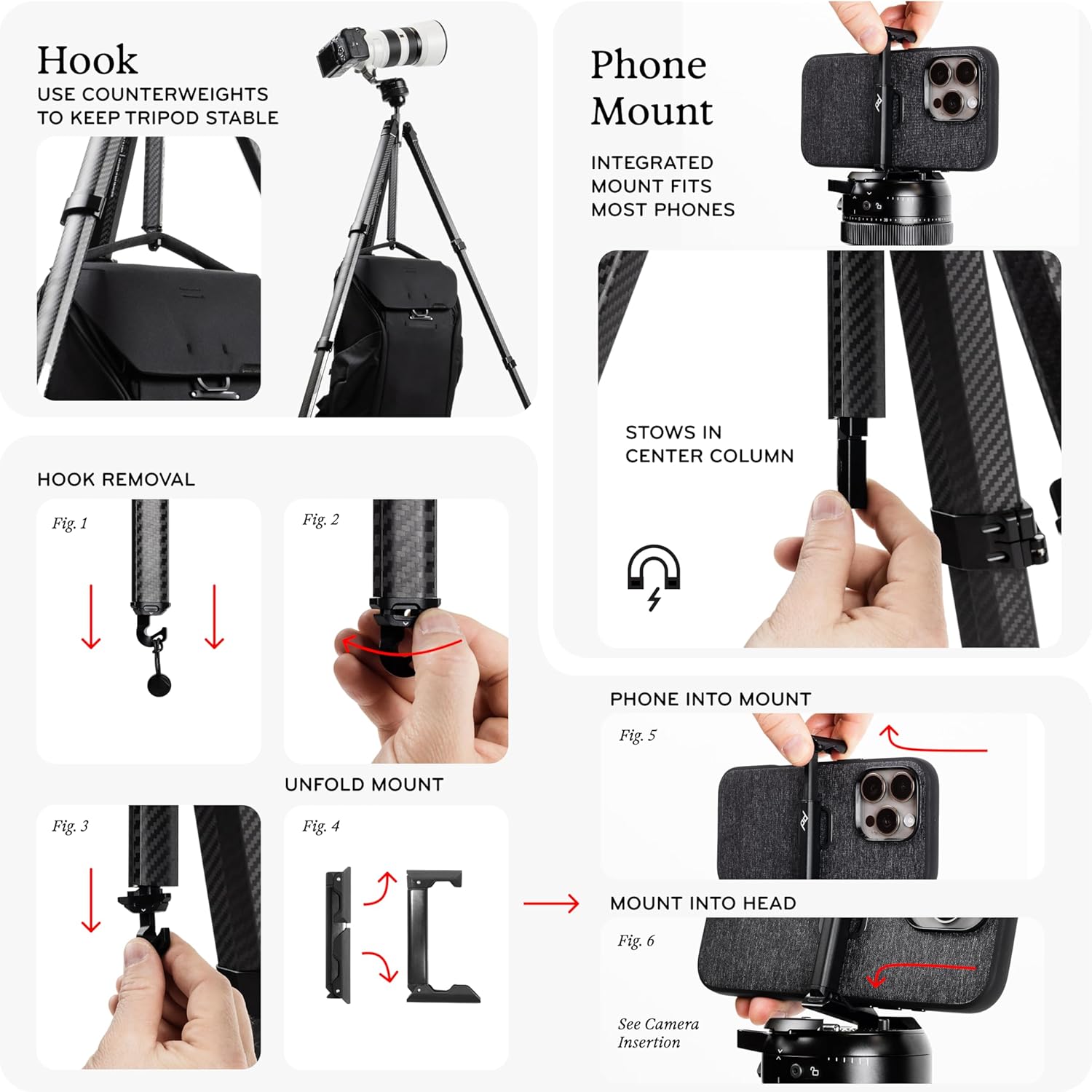 Peak Design Pro Tripod, Compact Professional Photo and Video Camera Tripod, 40lb Capacity, Quick Setup, Pro-Level Stability, Ergonomic Ball Head, Integrated Fluid Panning